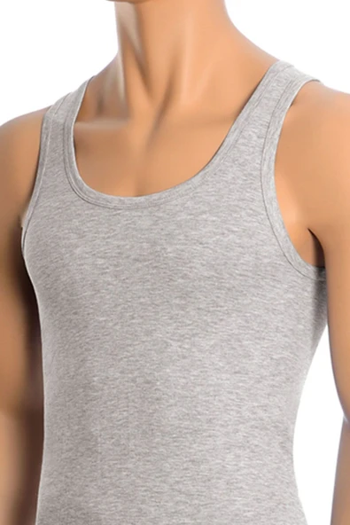 Erkek Pamuklu 6'lı Gri Atlet ve 6'lı Siyah Boxer 12 Parça Set - 3