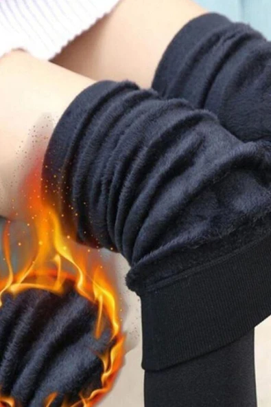 Kadın Siyah İçi Polarlı Termal Peluş Tayt