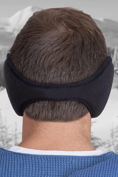 Ense Tipi Siyah Unisex Kışlık Polar Kulaklık - 2