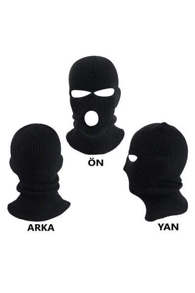 Örme Triko Unisex Siyah Kar Maskesi - 2