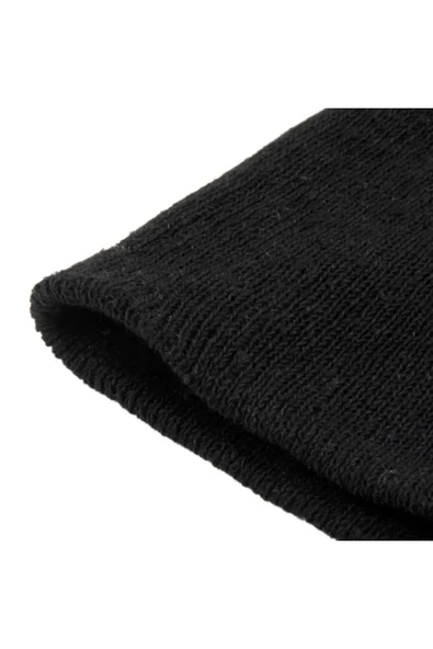 Örme Unisex Kılıç Gözyaşı Nakışlı Kar Maskesi Örme Eldiven Set Siyah - 3