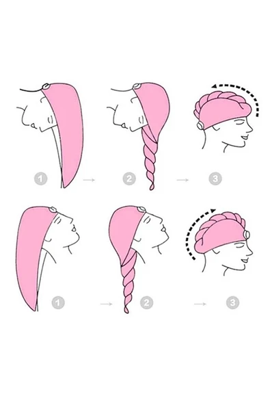 Pembe Havlu Saç Kurulama Bonesi Pamuklu Düğmeli - 4