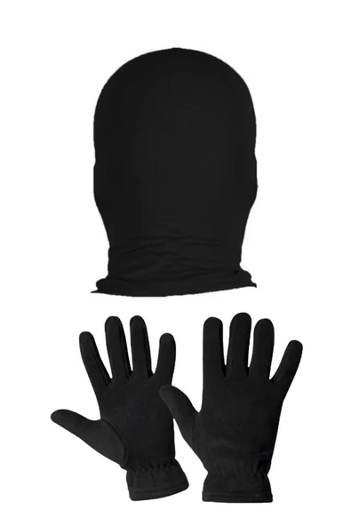 Termal Siyah Unisex Kar Maskesi Polar Eldiven Set - 4