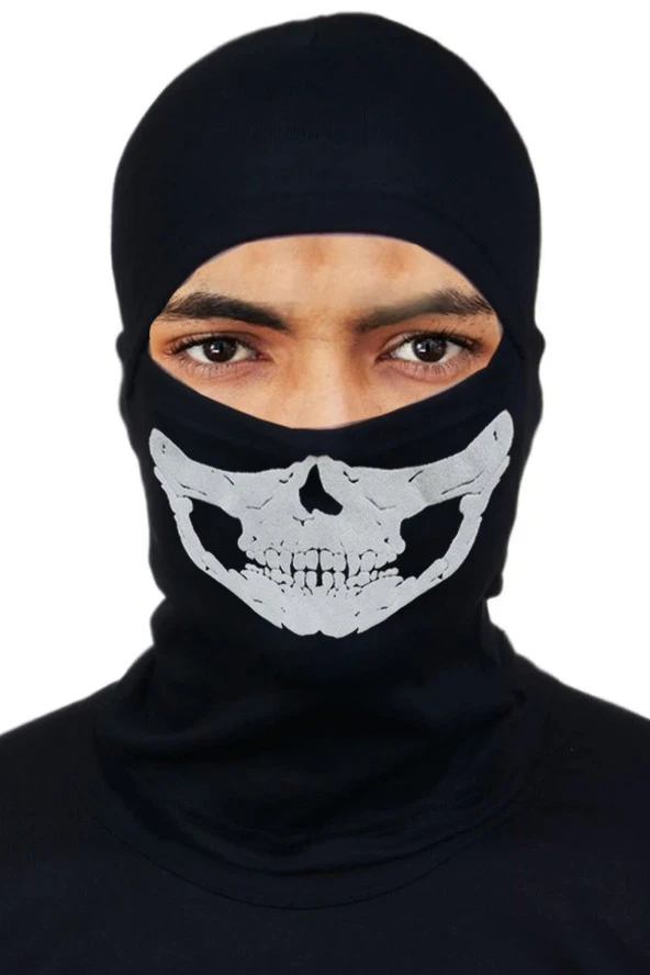 Unisex Siyah Kurukafa Termal Kar Maskesi İskelet Maske