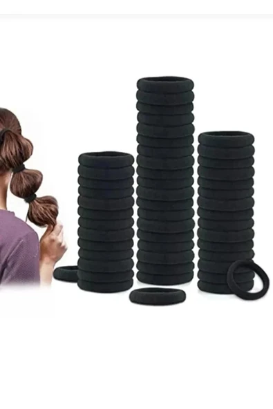 Kadın 50 Adet Siyah Lastik Saç Toka Seti - 2