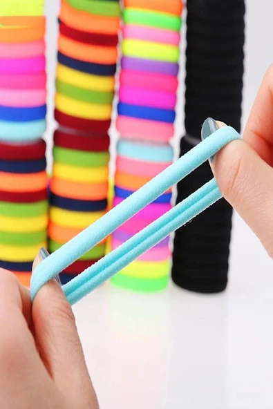 Kadın 50 Adet Renkli Lastik Saç Toka Seti - 4