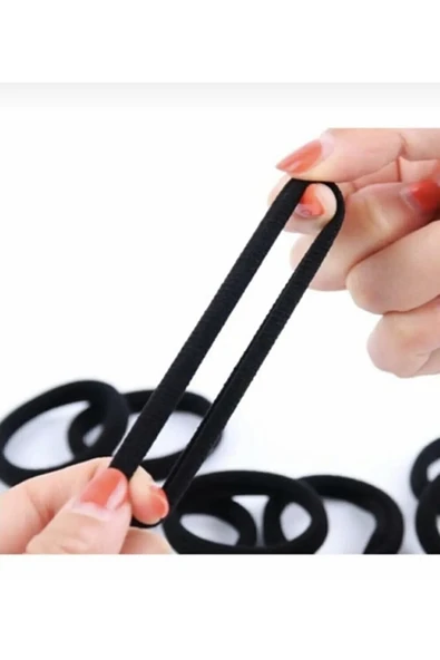 Kadın 12'li Siyah Yumuşak Esnek Bilek Lastik Saç Tokası - 2