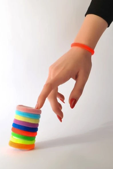 Kadın 12'li Renkli Yumuşak Esnek Bilek Lastik Saç Tokası