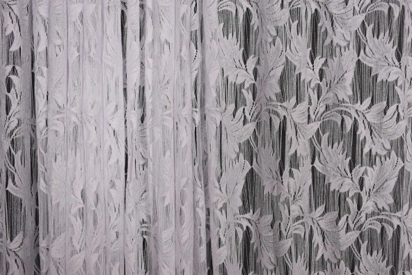 YAPRAK  MODEL BEYAZ RENK İP PERDE HAZIR DÜĞMELERİ DİKİLMİŞ İP PERDE 300*270 cm - Resim 3