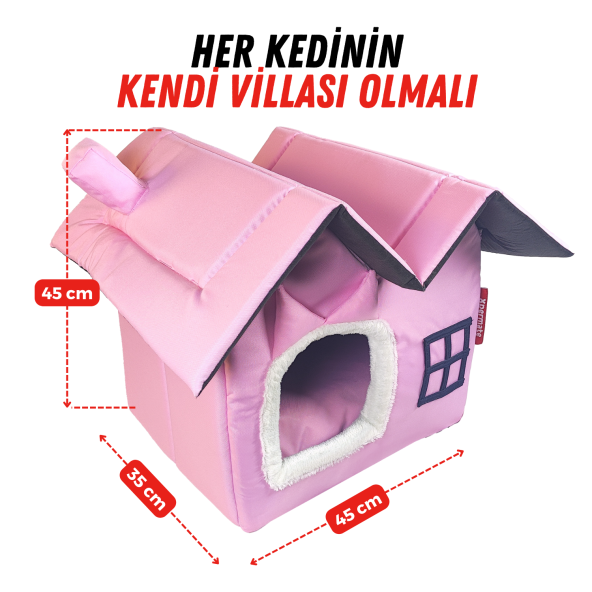 XPERMATE Pet Villa Kedi Evi Kedi Villası Kedi Kulübesi Kedi Evleri Pembe - 2