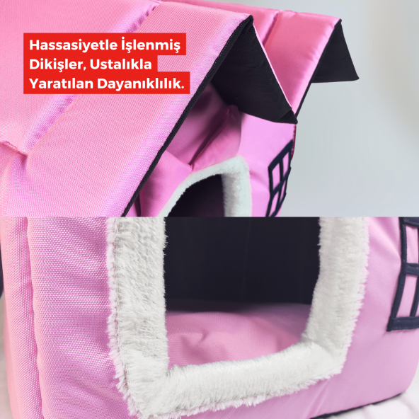 XPERMATE Pet Villa Kedi Evi Kedi Villası Kedi Kulübesi Kedi Evleri Pembe - 5