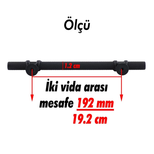 Burç Kulp Mobilya Mutfak Dolabı Çekmece Dolap Kulpları Kapak Kulpu Kulbu Siyah 192 mm Metal - Resim 6