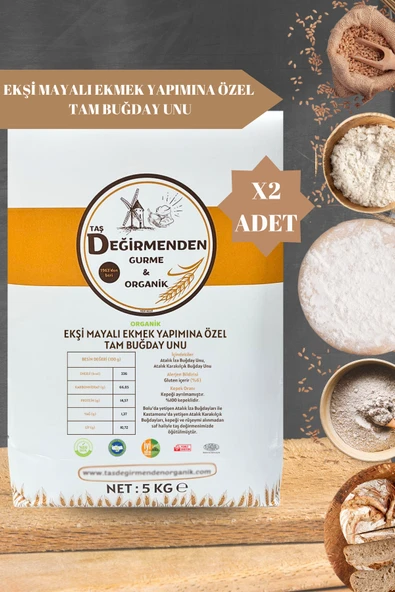 Taş Değirmenden Organik Atalık Ekşi Mayalı Ekmek Yapımına Özel Tam Buğday Unu - 10 Kilo - Resim 2