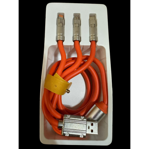 120W METAL UÇLU 3 DEĞİŞİK BAŞLIKLI ŞARJ KABLOSU - 2