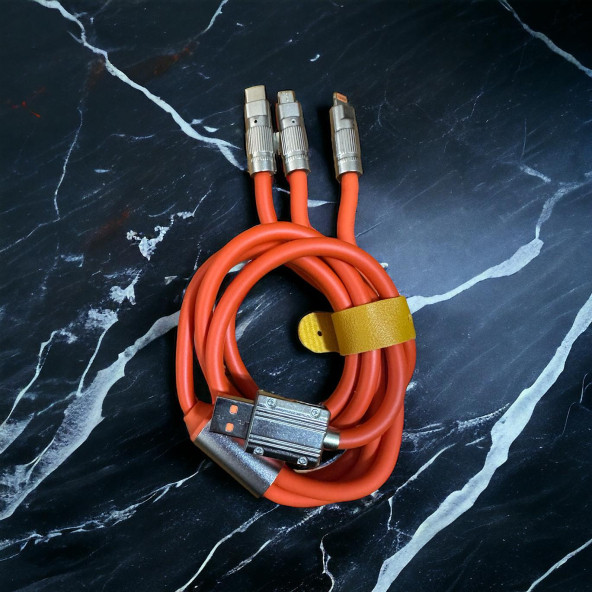 120W METAL UÇLU 3 DEĞİŞİK BAŞLIKLI ŞARJ KABLOSU - 3