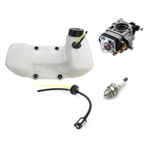 Kmtmak Motorlu Tırpan Benzin Deposu Dört Delikli Karbüratör Buji Hortum Set - Resim 2