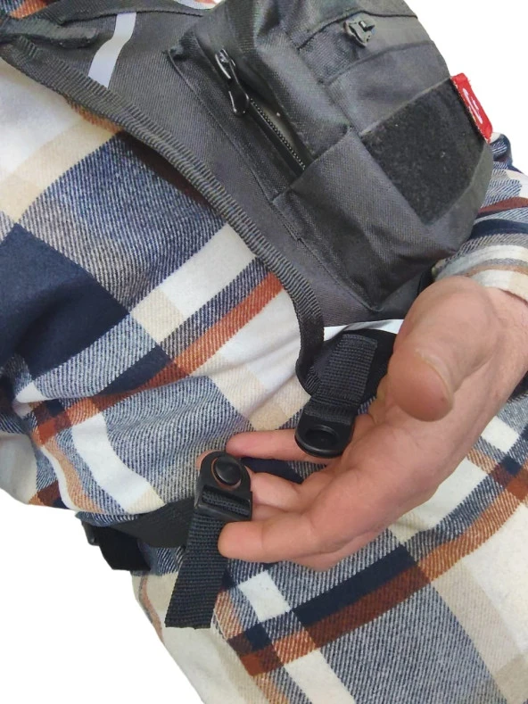 Reflektörlü Gögüs Çantası Kan Grubu AB+ Türk Bayrağı Su Geçirmez Gri Turuncu - 3