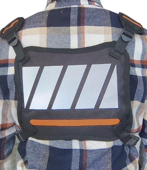 Reflektörlü Gögüs Çantası Kan Grubu O- Türk Bayrağı Su Geçirmez Gri Turuncu - 2