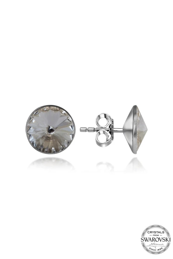Swarovski Crystal Kadın Çivili 10 mm Gümüş Küpe - 2