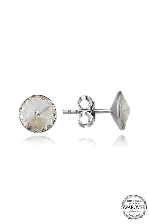 Swarovski Crystal Kadın 8 mm Çivili Gümüş Küpe - 2