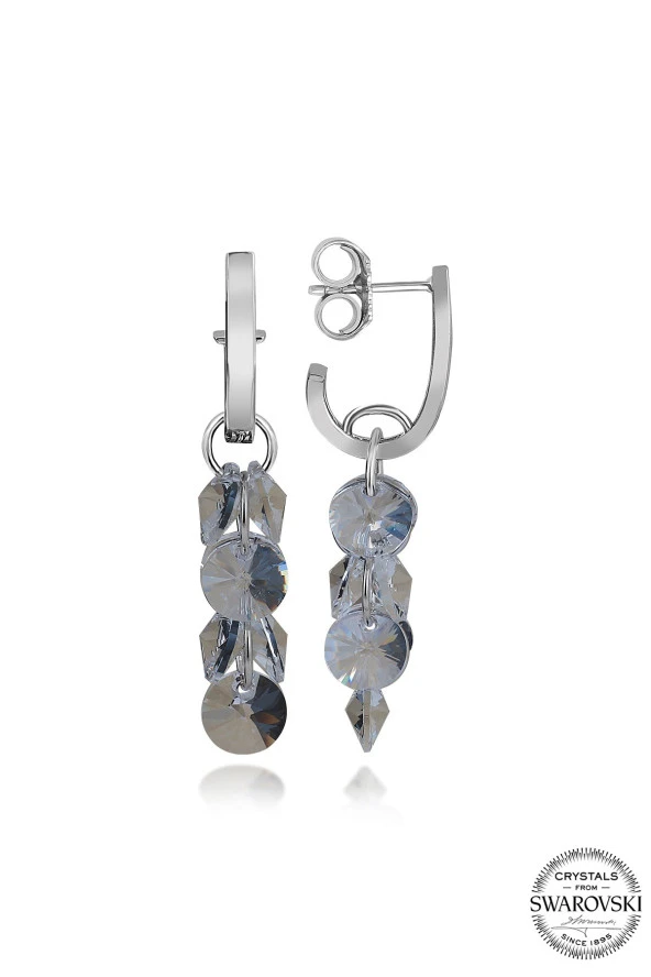 Swarovski Crystal Kadın Salkım Clear Gümüş Küpe