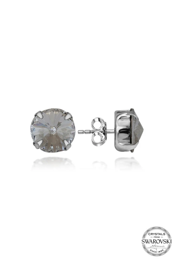 Swarovski Crystal Kadın SS Tırnaklı 12 mm Çivili Gümüş Küpe - 2