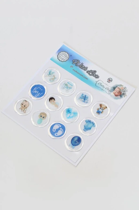 Mühürcüm 12 Adet Hazır Kendinden Yapışkanlı Sticker Mühür KYSM102
