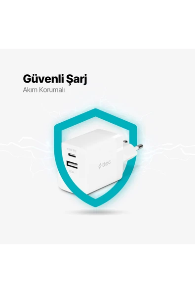 Ttec Smartcharger 45W Pd Duo Seyahat Hızlı Şarj Aleti Beyaz - 3