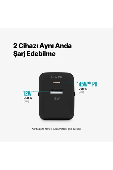Ttec Smartcharger 45W Pd Duo Seyahat Hızlı Şarj Aleti Siyah - 3
