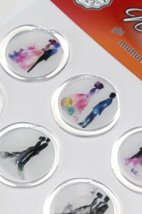 Mühürcüm 12 Adet Hazır Kendinden Yapışkanlı Davetiye Sticker Mühür KYSM104 - 3