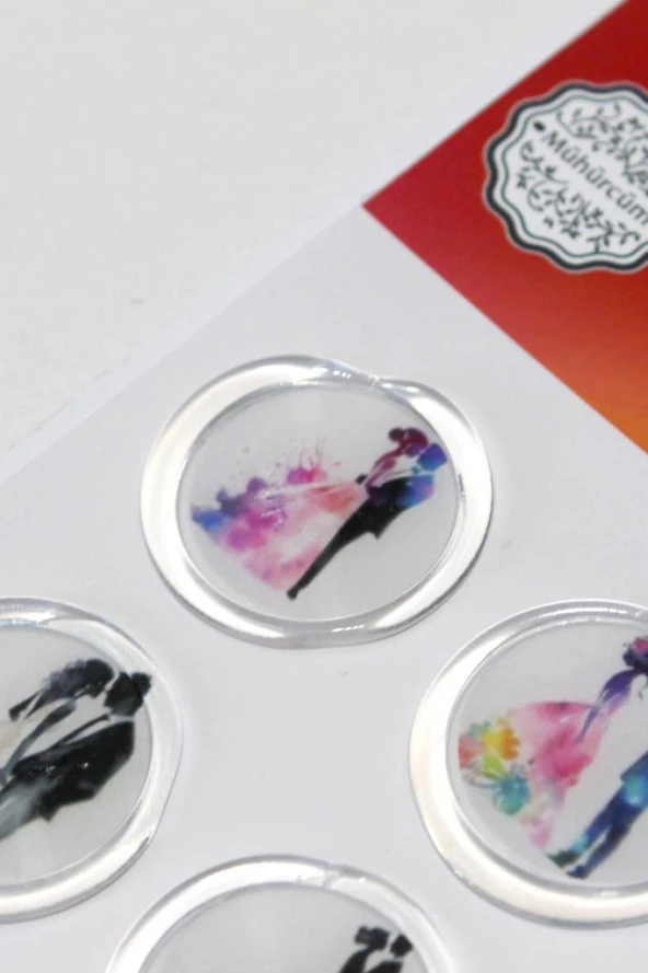 Mühürcüm 12 Adet Hazır Kendinden Yapışkanlı Davetiye Sticker Mühür KYSM104 - 6
