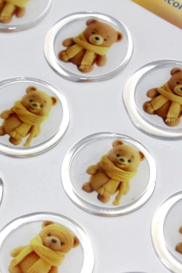 Mühürcüm 12 Adet Hazır Kendinden Yapışkanlı Tatlı Ayı Sticker Mühür KYSM105 - 2