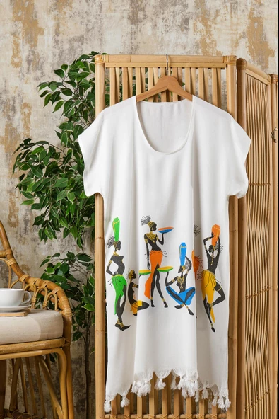 Bambulu Viskon Plaj Elbisesi - 2