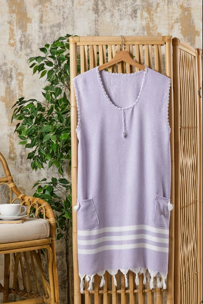 Bambulu Viskon Plaj Elbisesi - 4