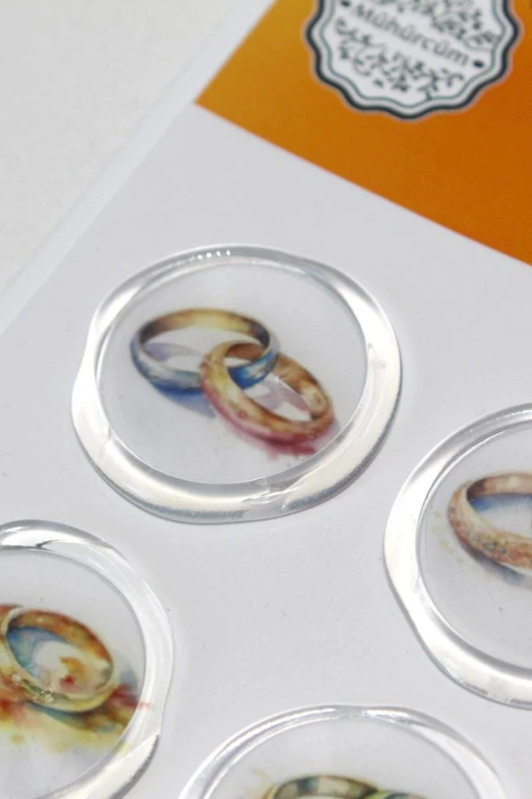 Mühürcüm 12 Adet Hazır Kendinden Yapışkanlı Yüzük Davetiye Sticker Mühür KYSM111 - 5
