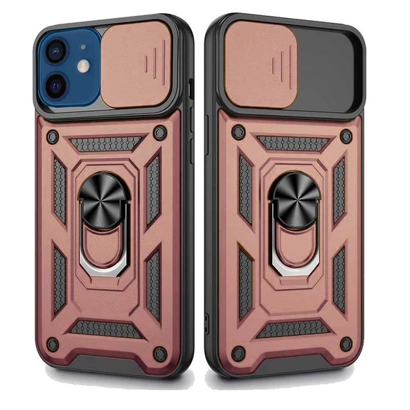 Apple iPhone 12 Uyumlu Kızaklı Kamera Korumalı Tank Kılıf - Resim 5