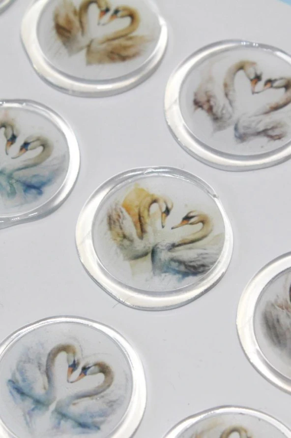 Mühürcüm 12 Adet Hazır Kendinden Yapışkanlı Kuğu Sticker Mühür KYSM112 - 3
