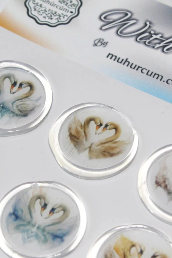 Mühürcüm 12 Adet Hazır Kendinden Yapışkanlı Kuğu Sticker Mühür KYSM112 - 4