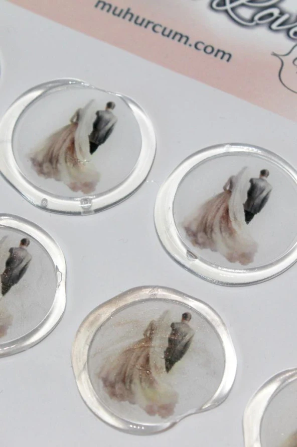 Mühürcüm 12 Adet Hazır Kendinden Yapışkanlı Düğün Davetiye Sticker Mühür KYSM113 - 2