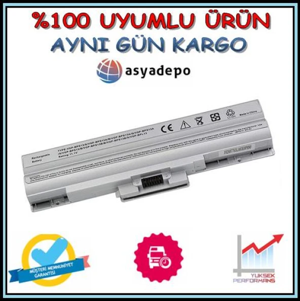 Sony Vaio VGN-AW31M/H Batarya Pil Gümüş