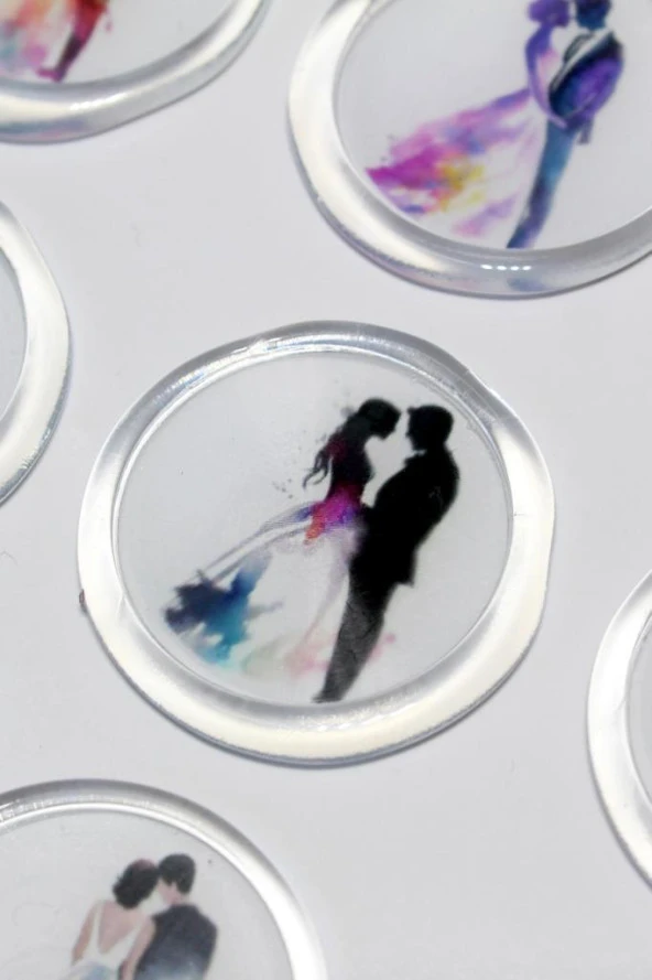 Mühürcüm 12 Adet Hazır Kendinden Yapışkanlı Gelin Damat Davetiye Sticker Mühür KYSM116 - 5