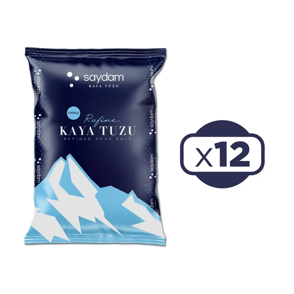 Saydam Tuz 750 gr Sofralık Kaya Tuzu x 12 Adet