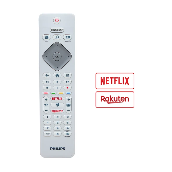 Ayt Kl Philips Ambilight Netflix Rakuten Tuşlu Beyaz Lcd Led Tv Kumandası Uzaktan Kumanda