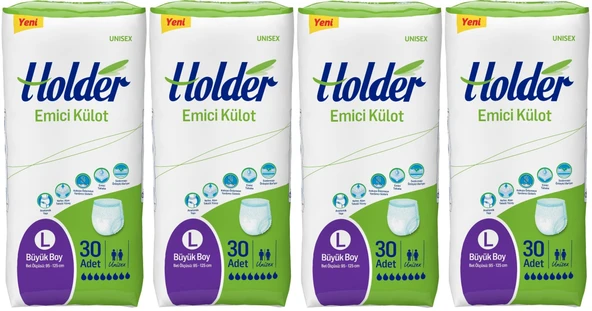 Holder Emici Külot Hasta Bezi Large Büyük 120 Adet (4PK*30)