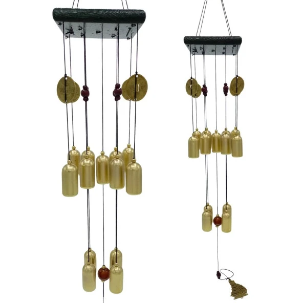 Feng Shui Metal Rüzgar Çanı Şans Parası İki Katlı S07 - Resim 5