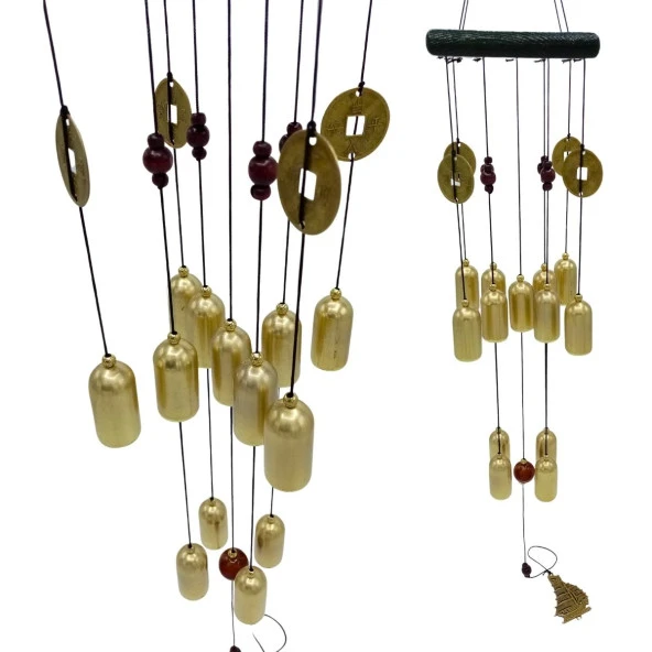 Feng Shui Metal Rüzgar Çanı Şans Parası İki Katlı S07 - Resim 6