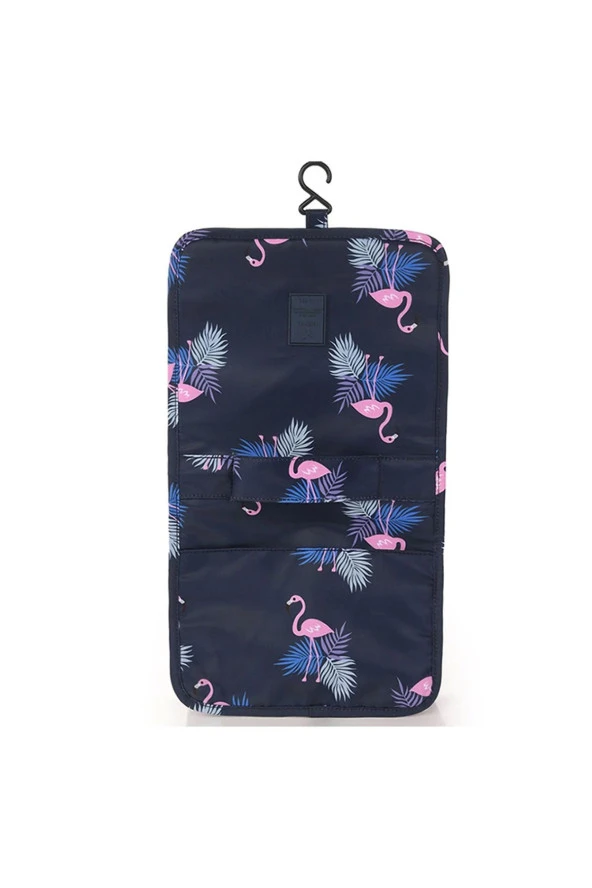 Çok Fonksiyonlu Askılı Makyaj Çantası Flamingo Desenli ( Büyük Boy ) - 4