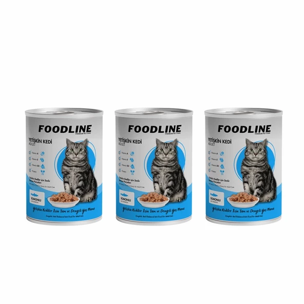 Foodline Somonlu Yetişkin Kedi Konservesi 400 Gr x 3 Adet