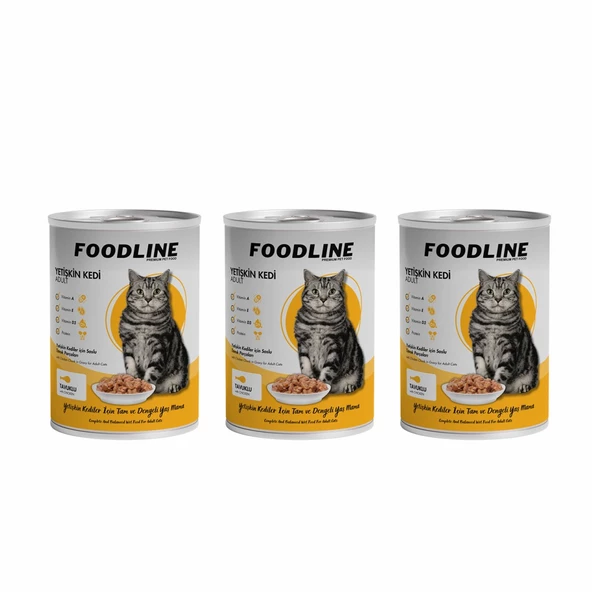 Foodline Tavuklu Yetişkin Kedi Konservesi 400 Gr x 3 Adet