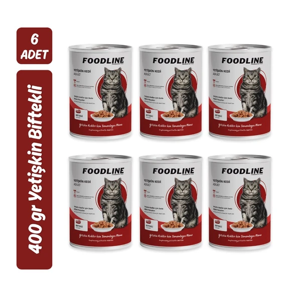 Foodline Biftekli Yetişkin Kedi Konservesi 400 Gr x 6 Adet ürün görseli 1